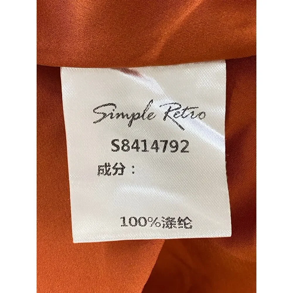 SIMPLE RETRO Women's Red Satin Floral Tall Strappy V-Neck Midi Dress SZ S - Picture 10 of 11